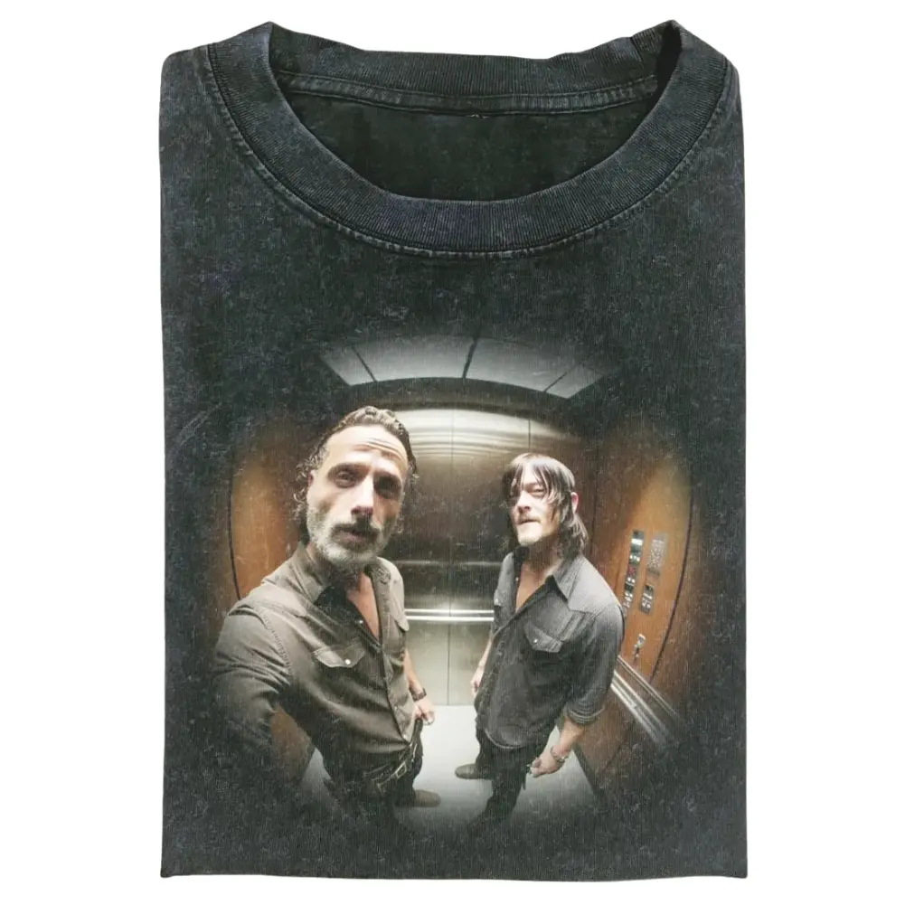 The Walking Dead T-Shirt, Rick Grimes and Daryl Dixon Vintage Graphic Tee, Zombie TV Show Fan Shirt, Retro Horror Series Top, Unisex Soft Crew, Gift for Men, Gift for Women, Crew Neck T-shirt, Trending T-shirt