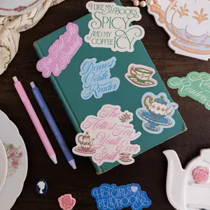 Jumbo Sticker Set of 8, Book Club Tea Party