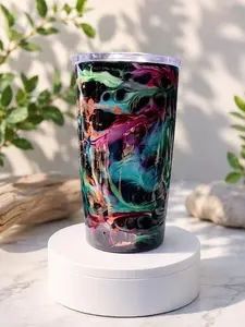 30oz Insulated Resin Galaxy  Flask, Handmade Artistic Drinkware Mug, Vacuum Travel Cup, Flasks