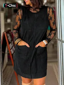 Flannel Woven Sleeveless Mini Dress with Pockets, Casual Chic A-Line Fitted Short Dress, Spring, Fall & Winter Fashion, Women's Clothing, Womenswear