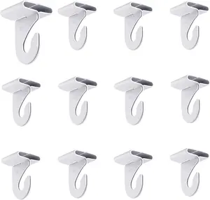 12 Pair Drop Ceiling Hooks, T-Bar Track Clip Suspended Ceiling Hooks,White Heavy Duty Ceiling Hooks for Hanging Plants & Decorations, Metal T-Bar Hooks for Suspended Drop Ceiling Tiles Gansita