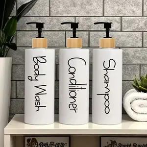 3pcs Bathroom Simple Style Dispenser Bottles, Soap Dispenser, Modern Design Storage Containers, Ideal for Home Organization & Daily Use