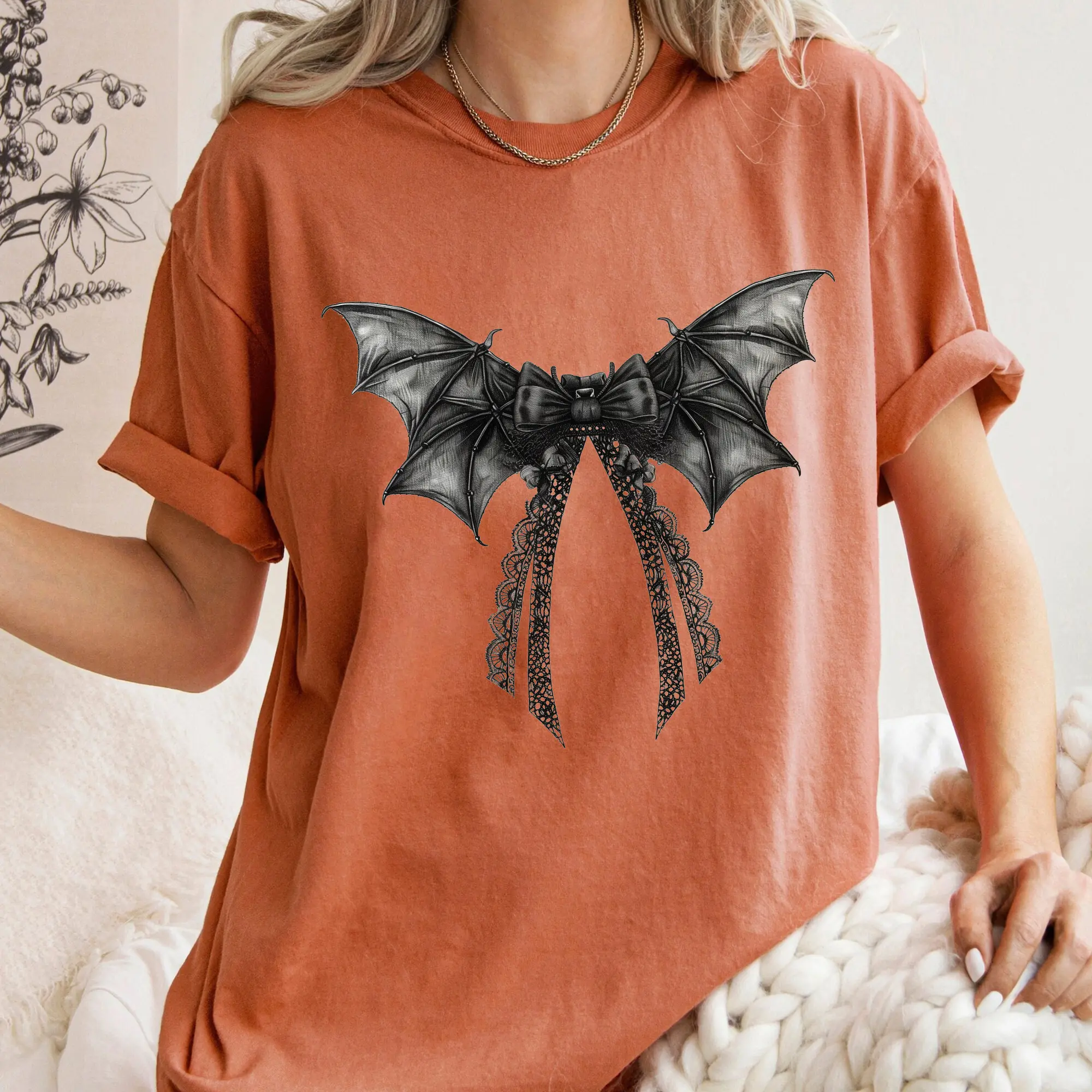 Halloween Bat Coquette Bow Shirt, Comfort Color Women Shirt, Gothic Coquette Bow, Coquette Halloween Shirt, Coquette Aesthetic Tshirt, Trick or Treat, Black Bow Shirt, Dark Coquette Shirt, Dark Aesthetic Bow Top Tee, Halloween Clothes Womenswear