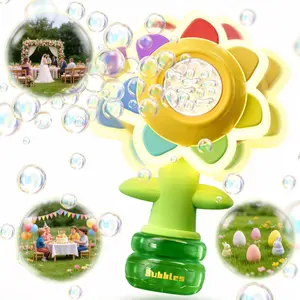 【Summervibes】Sunflower Bubble Machine for Kids Automatic Flower Bubble Toy with Colorful Lighting for Toddlers Handheld 20000+Bubbles 3 Modes Fun Swing Dance Bubble Maker Blower Blaster Outdoor Toys Type-C