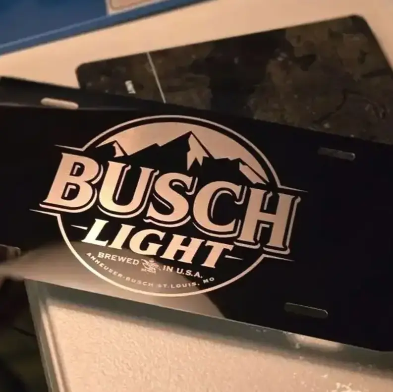 Busch Light License Plate, 12x6 Aluminum Vanity Tag, Front Car Plate with Pre-Drilled Holes, Auto Decor, Made in USA