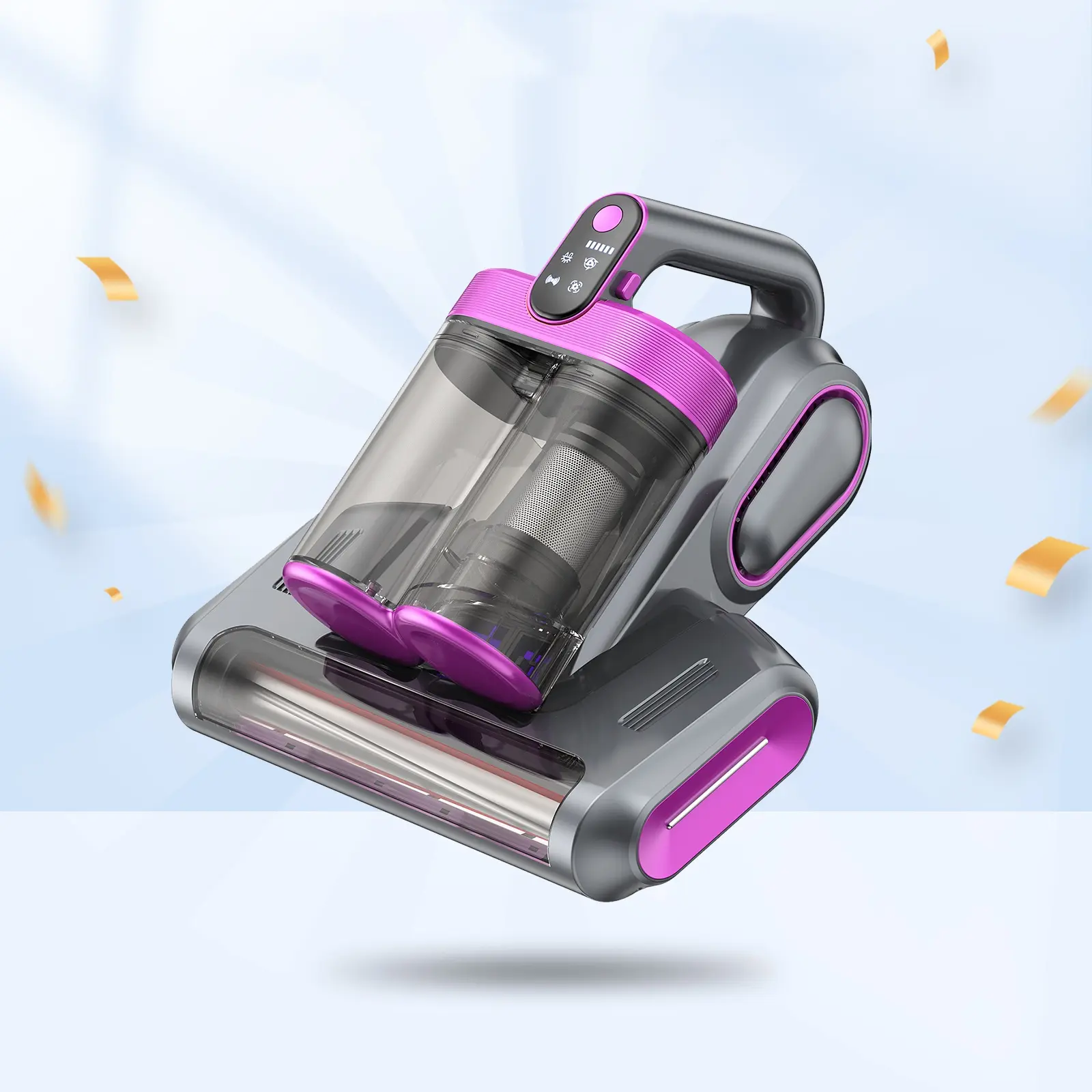 Cordless Mattress Futon Vacuum Cleaner - 16Kpa Handheld, 253.7nm UV-C Light, 140°F Heat, Ultrasonic Tech, HEPA Filter, Portable for Pet Hair on Carpet and Sofa