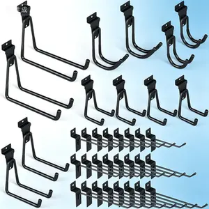Heavy Duty Slatwall Hooks, 36 Pack Black Garage Panel Accessories, Utility Hooks and Hangers for Slat Wall, Durable Metal Hanging Hooks for Garages, Sheds, Basements, Reusable, Rust-Resistant