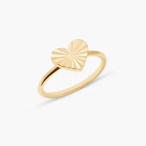 Romy Heart Ring with Textured Detail in Gold