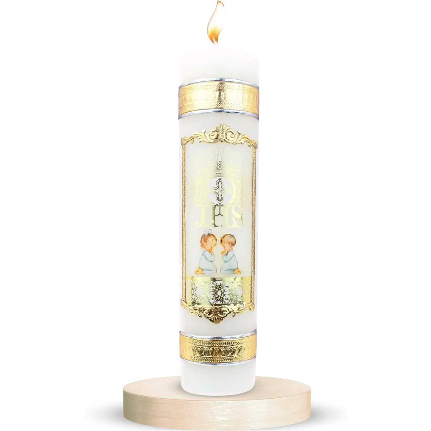 Authenthic Baptism Candle Made by Mexican Artisans at La Villa Guadalupe | velas para bautizo de niña o niño | Baptism Candle Set for Boys | velas de bautizo para nina | Catholic baptisms Candles Set