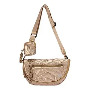 Denise Austin Chevron Quilted Crescent Crossbody Bag