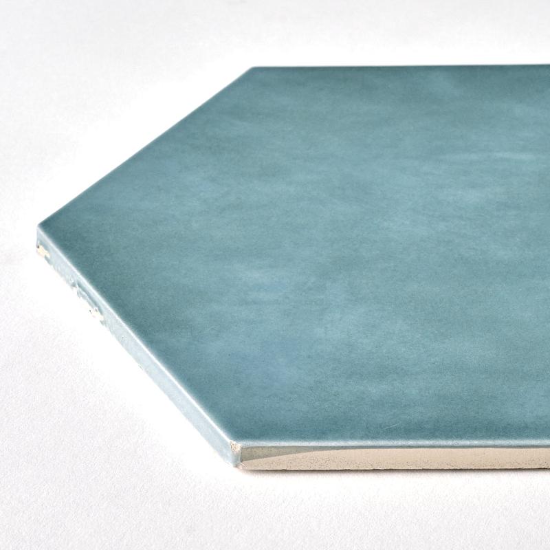 San Fran Volga Blue 7x8 Hexagon Ceramic Tile Glossy