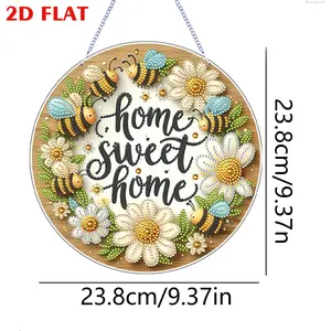 DIY Diamond Painting Pendant, Hangable Farmhouse Flat-Round Wooden Ornament, Vivid Diamond Art Craft, Rustic Home Wall Hanging Decor for Hobby Projects