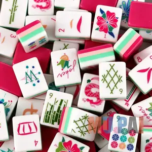 American acrylic mahjong, European and American rose red four-layer color combination, portable