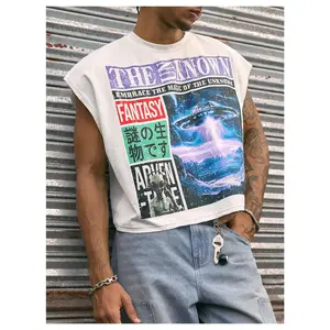 Number Graphic Short Cap Sleeve Tank Tops Summer Crew Neck Baggy Workout Muscle T-Shirts