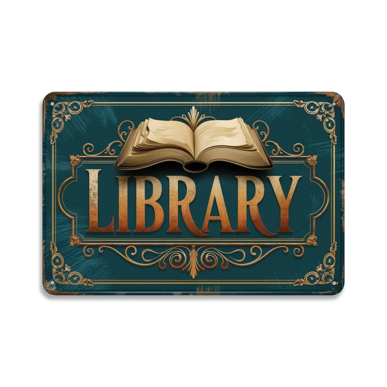 Vintage Book Lover Library Metal Sign Print Aesthetic Room Decoration for Home Bedroom Kitchen Dorm Bathroom Wall Decor 8 X 12 ， Easy to Hang