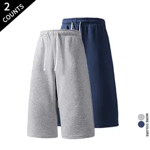 Men's Oversized Wide Leg Knee Length Sweat Shorts 2 Pack Comfy Streetwear Shorts