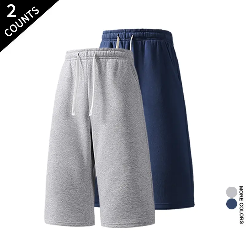 Men's Oversized Wide Leg Knee Length Sweat Shorts 2 Pack Comfy Streetwear Shorts