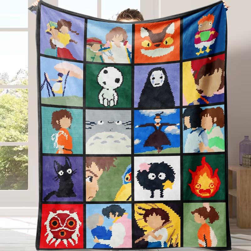 Studio Ghibli Anime Blanket Soft Funny Throw Blanket Cozy Lightweight Plush Portable Cover Blanket For Sofa,Warm Gift For Birthday,Christmas,Multiple Blanket