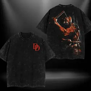 Daredevil Born Again MCU Hero Double Printed Oversize Tshirt Sweater Hoodie heavytweight Acid Washed Tee TV Show Graphic Top Cotton Gift T-Shirt For Comic Lover, Gift T-Shirt For Movie Lover, Oversize Shirt, Vintage Outfit, Gift for fan, y2k Styles Z1I