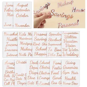 80 Cash-Envelope Budget Category Stickers - Rose Gold Vinyl Decals, Budget Binder Labels for Finance Planner & A6 Cash Binder, Budgeting Category Letter Stickers for Budget Wallet, Money Organizer