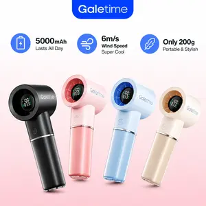 Galetime GT05 Handheld Cooling Fan, Turbo Jet Fan with Clock Display, 5000mAh USB Rechargeable Mini Portable Clip Fan, Strong Airflow & Long Battery Life Summer Fan for Outdoor Activities & Everyday Use