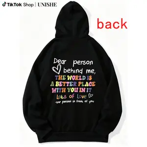 Stylish Women’s Colorful Letter and Heart Hoodie – Drop Shoulder Design Ideal for Fall Days