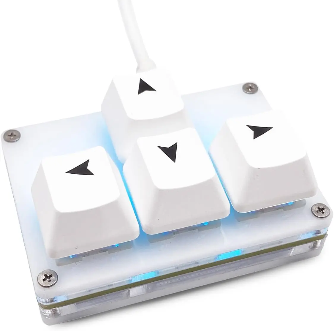 Mini 4-Key Keyboard WASD Arrow Key Keycaps One-Handed Mechanical Gaming Programmable USB-C Customized Keyboard for Working or Gaming (White, Arrow Keycaps 1)