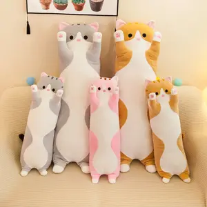 Cute Cat Plush Long Pillow Cuddle Cartoon Stuffed Animal Cat Plush Soft Doll Pillow Children Girl Gift Birthday Gift Christmas Gift