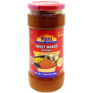 Rani Sweet Mango Chutney (Indian Preserve) 17.6oz (1.1lbs) 500g Glass Jar, Ready to eat, Vegan ~ Gluten Free, All Natural, NON-GMO