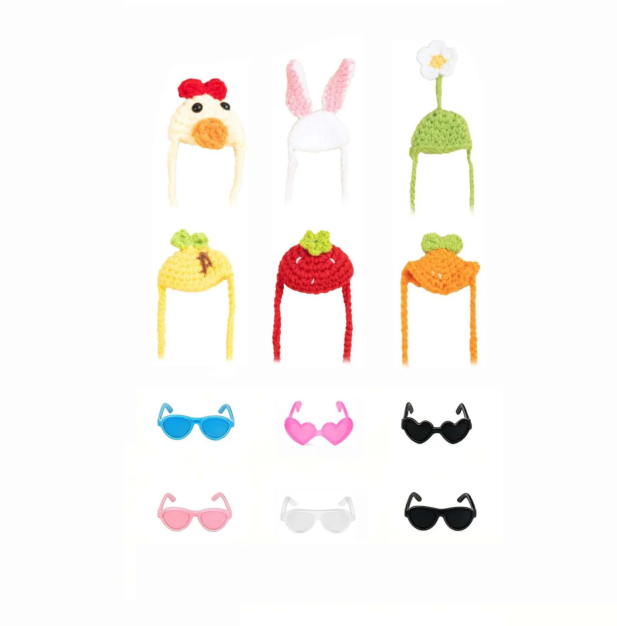 6 Sets Mini Knitted HatsStylish Desk Goose Outfits  Porch Goose Clothes  Elevate Seasonal Decor with Premium Handcrafted Designs Multicolor