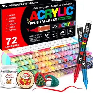 High-Quality Acrylic Paint Pens Markers Set – Brush Tip Paint Marker for Rock, Wood, Canvas, Stone, Christmas Gift, DIY Crafts & Art Projects