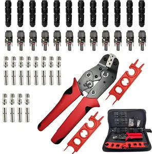 51 count Solar  Tool Kit, Solar Panel Connector Crimping Tool with 24 Pairs Connectors,1 PCS Wire ,2 PCS Multi-Functional Spanners Wrench for PV System Assembly and Installation