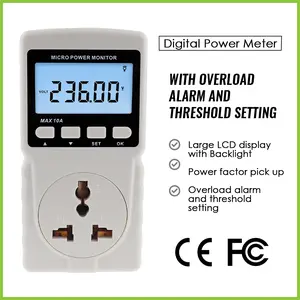 ILPM-282 Digital Power Meter Wattmeter Energy Usage Monitor Voltage Current Frequency Plug Socket Electricity Tester