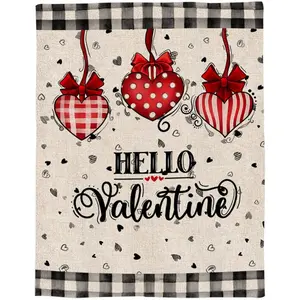 Throw Blanket Valentine's Day Black Plaid Red Love Heart Polka Dots Soft Flannel Blanket Warm Lap Blanket for Couch, Sofa, Bed Lightweight Bed Blanket, 280g fabric weight single-sided printing,Provides comfortable temperature