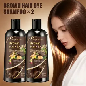 100ml*2 3-in-1 Chestnut Brown Herbal Hair Dye Shampoo: Color While You Wash! Natural Brown Coverage with Ginseng, Ginger & He Shou Wu Herbs. Covers Gray Hair & Nourishes for Natural-Looking Color.