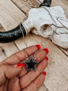Black Star Necklace with Star Pendant and Chain