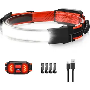 LED Headlamp Flashlight, 1000lumens 230 °   Broadbeam Headlight, USB Rechargeable Head Lamp with Red Taillight, Lightweight Waterproof Headlamps for Camping Running Hiking, Hard Hat Headlamp