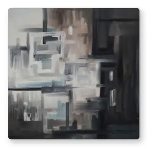 212 MAIN Lightweight Geometric Aluminium Metal Print Wall Artwork, 16x16 in Abstract Nought-Shapes Design, Modern Home Room Decorative Wall Art Supply