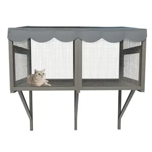 Cat Catio, Window Box Enclosure for Indoor Cats, Wooden Window Perch House, Expandable for Multi Kittens, Secure Comfortable Outdoor Haven for Pets