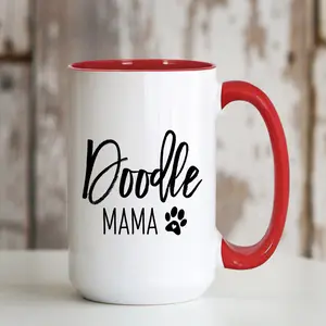 Doodle Mama Mug 15oz Coffee Cup | Cute Funny Saying Birthday Christmas Mothers Day Gift Idea for Dog Mom Women Grandma Teen Friend Daughter