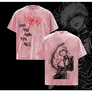 Retro Vintage Ken Kaneki Tokyo Ghoul Anime Washed T-Shirt Unisex Anime Manga Washed Heavy Cotton T-shirt Top Clothing Menswear Soft Classic