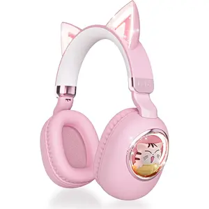 Headphones  Ear -  5.4 Over-Ear Noise Cancelling Headphones with Microphone LED Lights Up 85dB Safe Volume Limit  or 3.5mm Wired USB C for Travel iPad Tablet ()