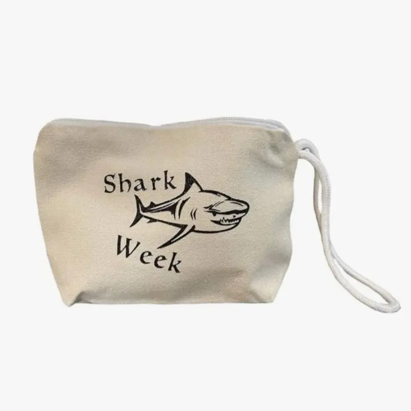 Shark period bag, shark tampon bag, tampon bag, maxi bag, shark cosmetic bag, shark period gift, shark period bag, shark pouch.  Bag size shown in picture 2(pic is for bag size only, actual bag is shown in pic 1) Canvas bag