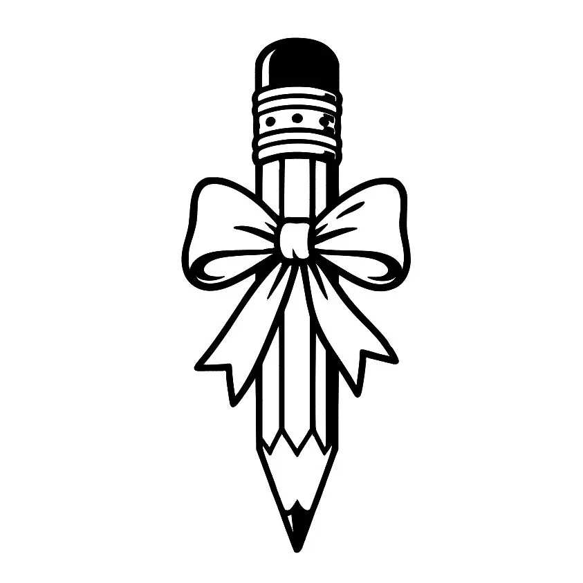 Pencil Bow Decal - Decorative Sticker for Teachers, Pencil Boxes, Cars