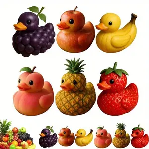 Humorous Fruit-Themed Duck Sculpture, Resin Duck Figurine Decorative Desktop Office Decoration, Unique Gift Idea for Home & Office, Collectible Room Decor, Creative Modern Decoration