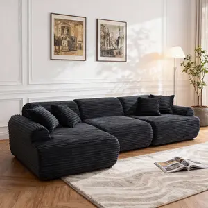 Niccae 105'' Modular Sectional Sofa Couch ,Boneless couch, Compressed couch, Detachable and washable, replaceable sofa cover, Modern Woven-Textured Upholstery, Convertible L-Shaped Design for Living Room