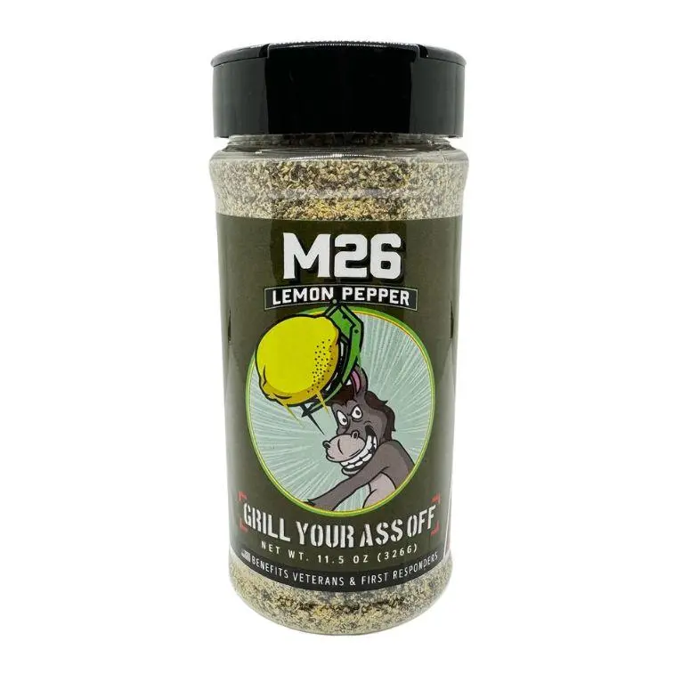 GRILL YOUR ASS OFF M26 Lemon Pepper Seasoning - 11.5 oz Zesty Lemon & Robust Peppercorn Blend for Chicken Seafood Vegetables
