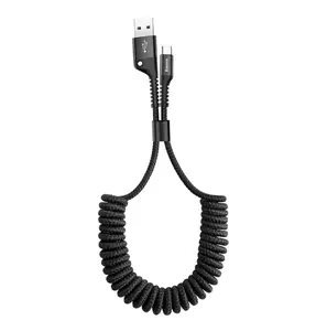 USB Type C Cable for Car, 100W Retractable Coiled USB A to USB C Fast Charger Cord, Nylon Braided Carplay Cable Compatible with iPhone15/Pro/Plus/Pro Max, Galaxy S24 S23, Note 20 (3.3ft)