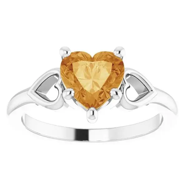 7mm Citrine Women's Heart Ring in 14k Gold 5.5mm Tall 7mm Citrine Women's Heart Ring in 14k Gold 5.5mm Tall