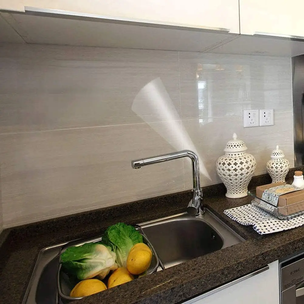 Clear Contact Paper Kitchen Oil Proof Waterproof Wallpaper Self Adhesive Vinyl Film High Temperature Resistant Transparent Removable Paper for Cupboard Doors Walls Kitchen 11.8In*118In